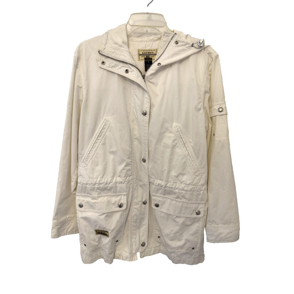 Lauren Ralph Lauren Jacket Womens Small White Utility Field Anorak Hooded LRL - Picture 3 of 12